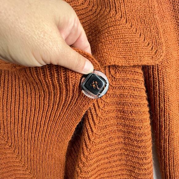 Elisabetta M Mohair/Wool Asymmetric Cardigan Sweater Made In Italy Burnt Siena - Picture 5 of 12